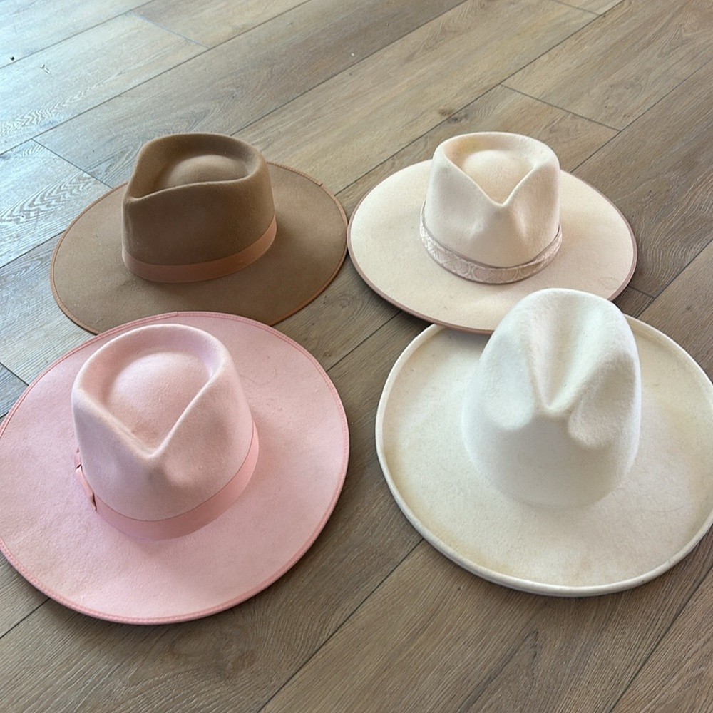 3 lack of color hats & 1 Gigi Pip